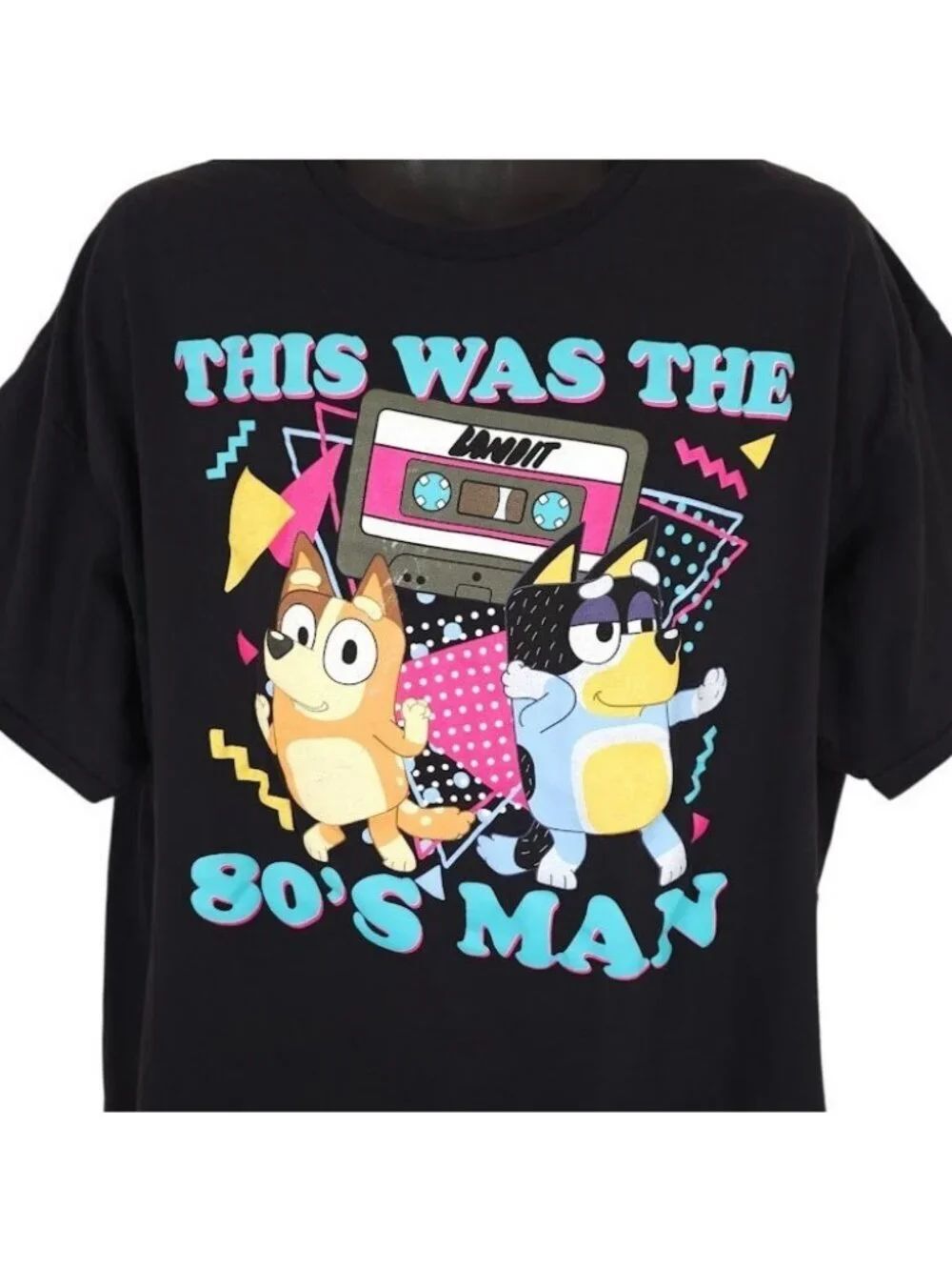 Bluey T Shirt Mens Size 2XL Black Ludo Studio Australian Animated The 80s